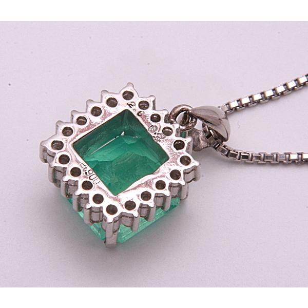 質屋出品》Pt850/900☆天然エメラルド2ct+ダイアモンドネックレス☆C 