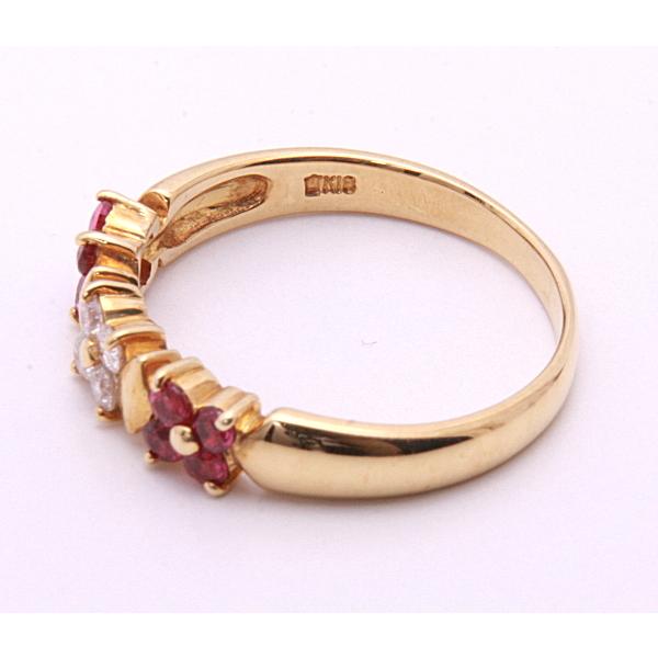 未使用品 k18 天然ルビー ダイヤモンド リング 質屋出品》k18☆天然ルビー0.36ct+ダイアモンドデザインリング