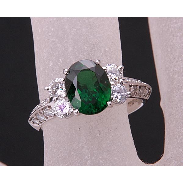 質屋出品》Pt900☆天然グロシュラライトガーネット1.72ct+ダイアモンド  
