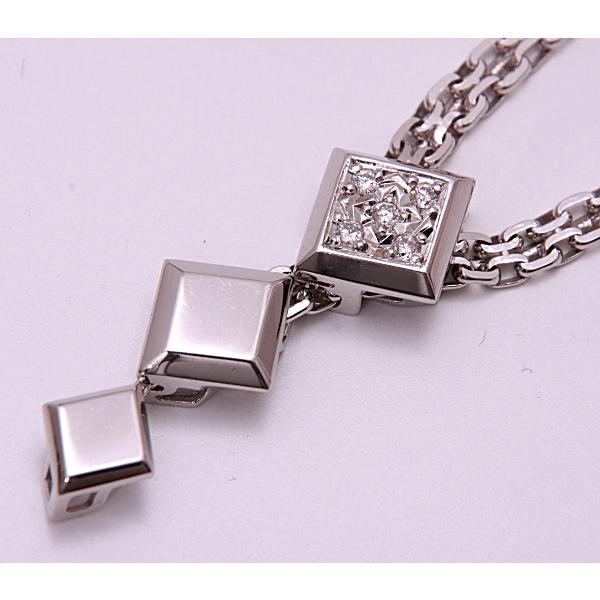 質屋出品》POLAポーラ☆k18WG天然ダイアモンドデザインネックレス☆C 