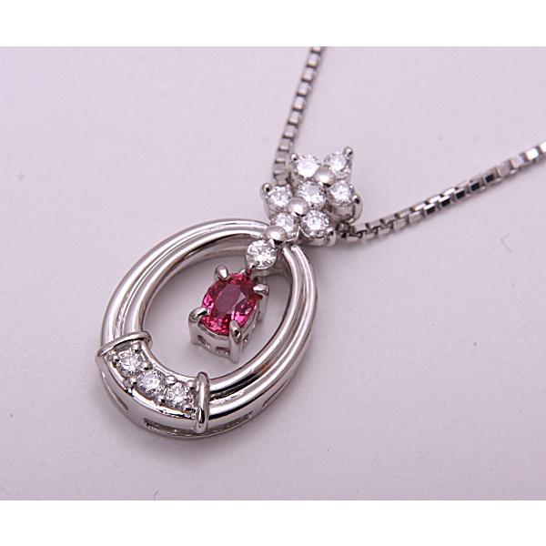 質屋出品》Pt850/900☆天然ルビー0.31ct+ダイアペンダントネックレス  