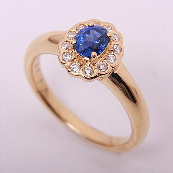 質屋出品》k18☆天然サファイア0.64ct+ダイアデザインリング☆C 質屋出品》k18☆天然サファイア0.64ct+ダイアデザインリング☆C