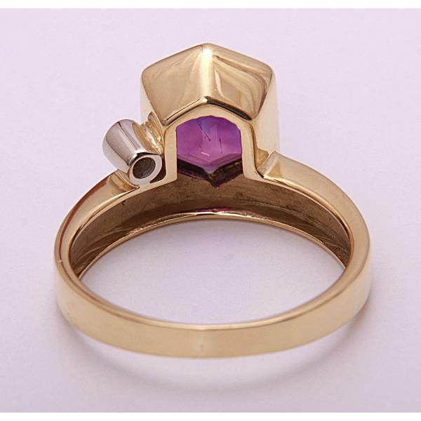 K18/Pt900 アメジスト ダイヤ デザインリング 8号 Y03263