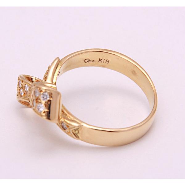 質屋出品》スタージュエリー☆k18天然ダイアリボンモチーフリング☆C