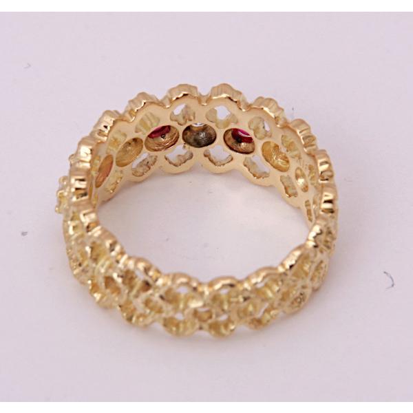 天然ルビー　リング 質屋出品》k18☆天然ルビー＋天然ダイアモンドデザインリング☆C