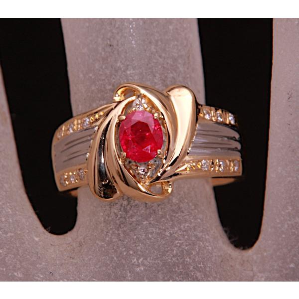 質屋出品》k18/Pt900☆天然ルビー0.45ct+ダイアモンドリング☆C-5593  