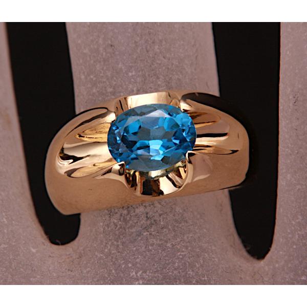 質屋出品》k18☆天然ブルートパーズデザインリング☆C-5610