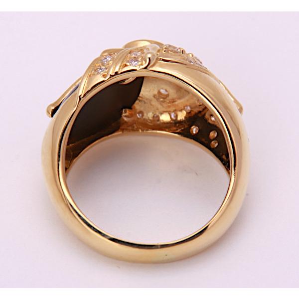 質屋出品》k18☆天然オニキス+ダイアモンド0.58ctデザインリング