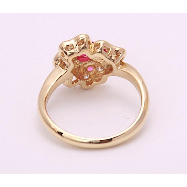 R384 可愛いデザイン天然ダイヤモンドルビーリング　指輪　K18WG 11号 R384 可愛いデザイン天然ダイヤモンドルビーリング 指輪 K18WG 11号