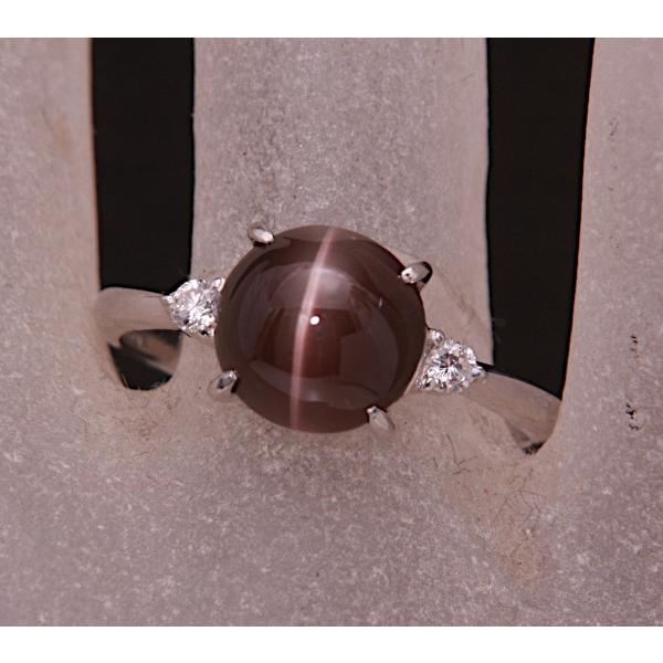 質屋出品》Pt900☆天然シリマナイトキャッツアイ4.47ct+