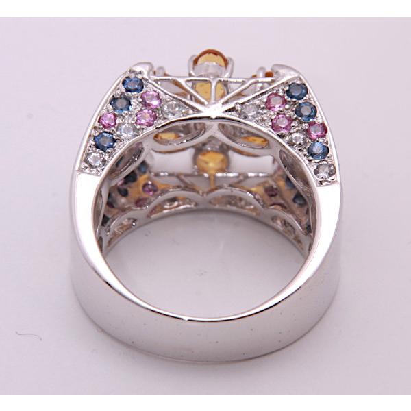 質屋出品》k18WG☆マルチカラーサファイアデザインリング☆C-5856 : c  