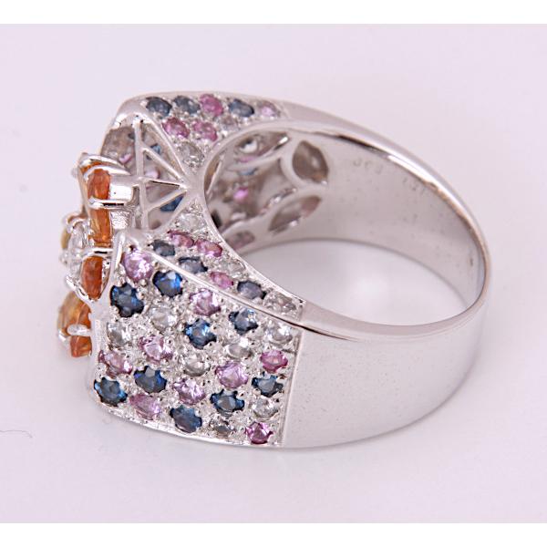 質屋出品》k18WG☆マルチカラーサファイアデザインリング☆C-5856 : c  