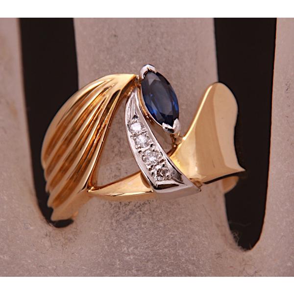 K18/PT900天然サファイアリング