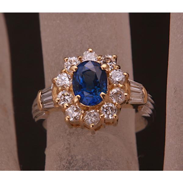 K18/PT900天然サファイアリング