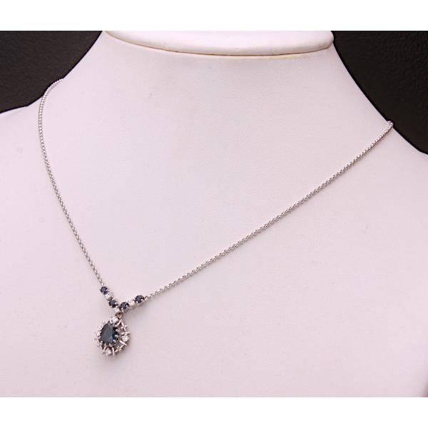 質屋出品》Pt850/900☆天然サファイア1.41ct+ダイアモンドペンダント 