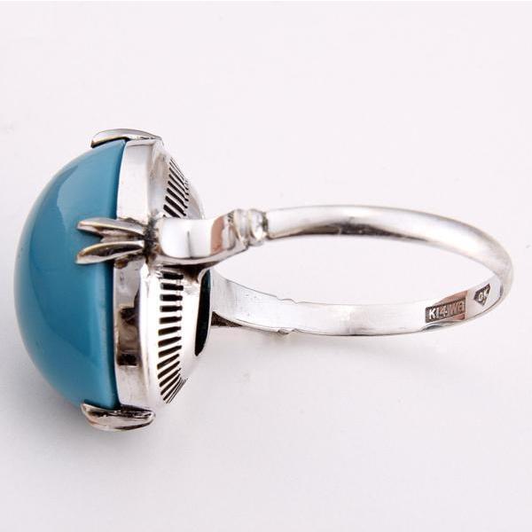 K14WG リング 石付き K14WGリング ブルーの石付き指輪