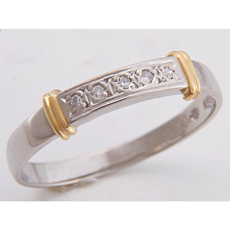 見て！Pt850×K18金0.03Ct天然ダイヤリング指輪11.5号！MJ-2110  