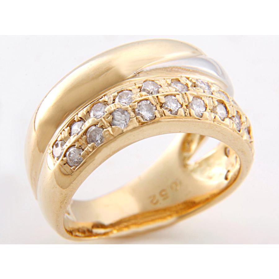 見て！K18金×Pt850プラチナ0.52Ct天然ダイヤモンドコンビリング指輪