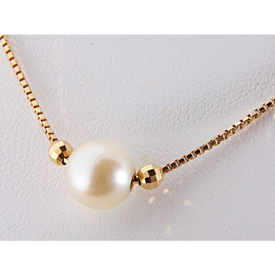 アコヤ真珠と天然石のネックレス(K18 ミラーカット入り)201