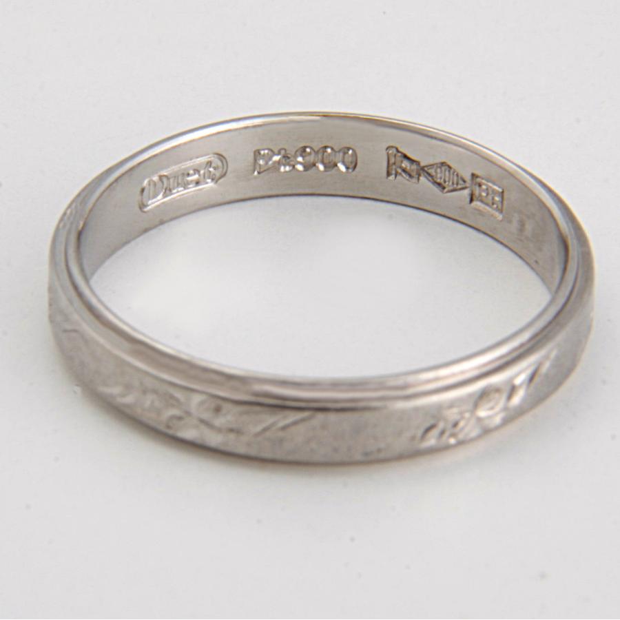 見て！【Duet】造幣局Pt900プラチナ彫刻模様リング指輪10号！MJ-2313
