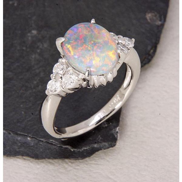 質屋出品》Pt900☆鮮やかな天然ブラックオパール2.16ctリング☆k-3330  