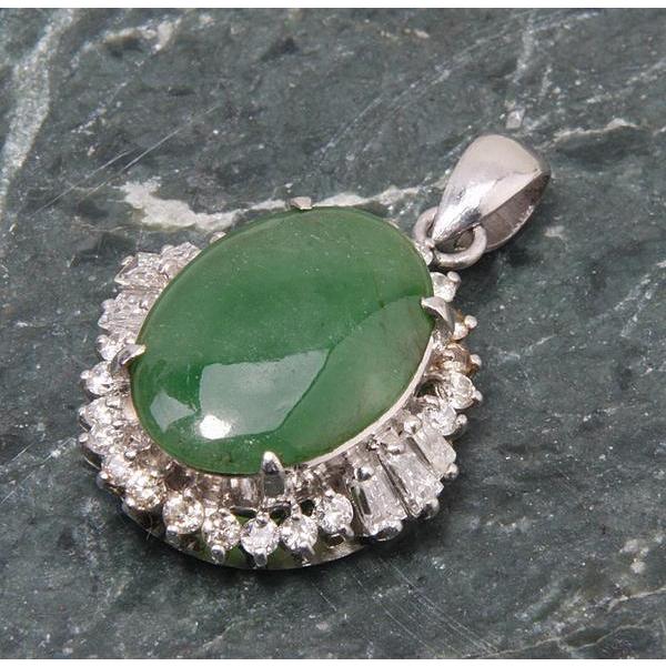 質屋出品》Pt900☆大粒の天然翡翠のペンダントトップ☆k-3528 : k-3528  