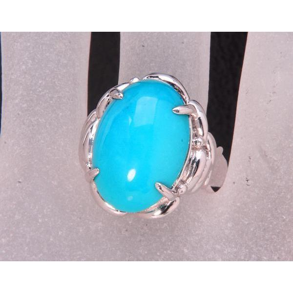 質屋出品》Pt900☆大粒の天然トルコ石のデザインリング☆k-3978