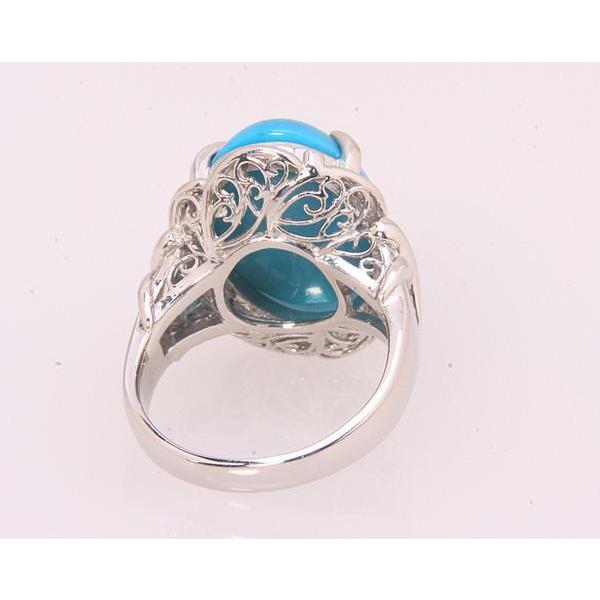 質屋出品》Pt900☆大粒の天然トルコ石のデザインリング☆k-3978