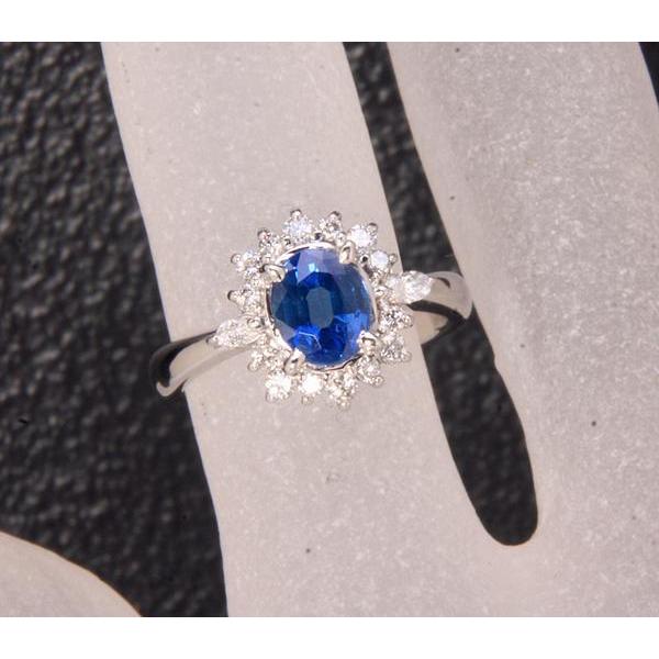 質屋出品》Pt900☆天然サファイア1.18ct+ダイアデザインリング☆k-4091  