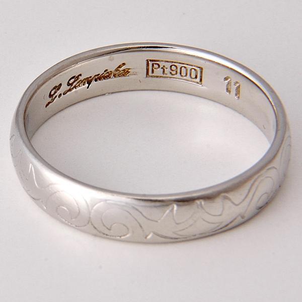 'L.Lempicka 'Pt900プラチナ彫刻模様甲丸リング指輪11号！MJ-1952