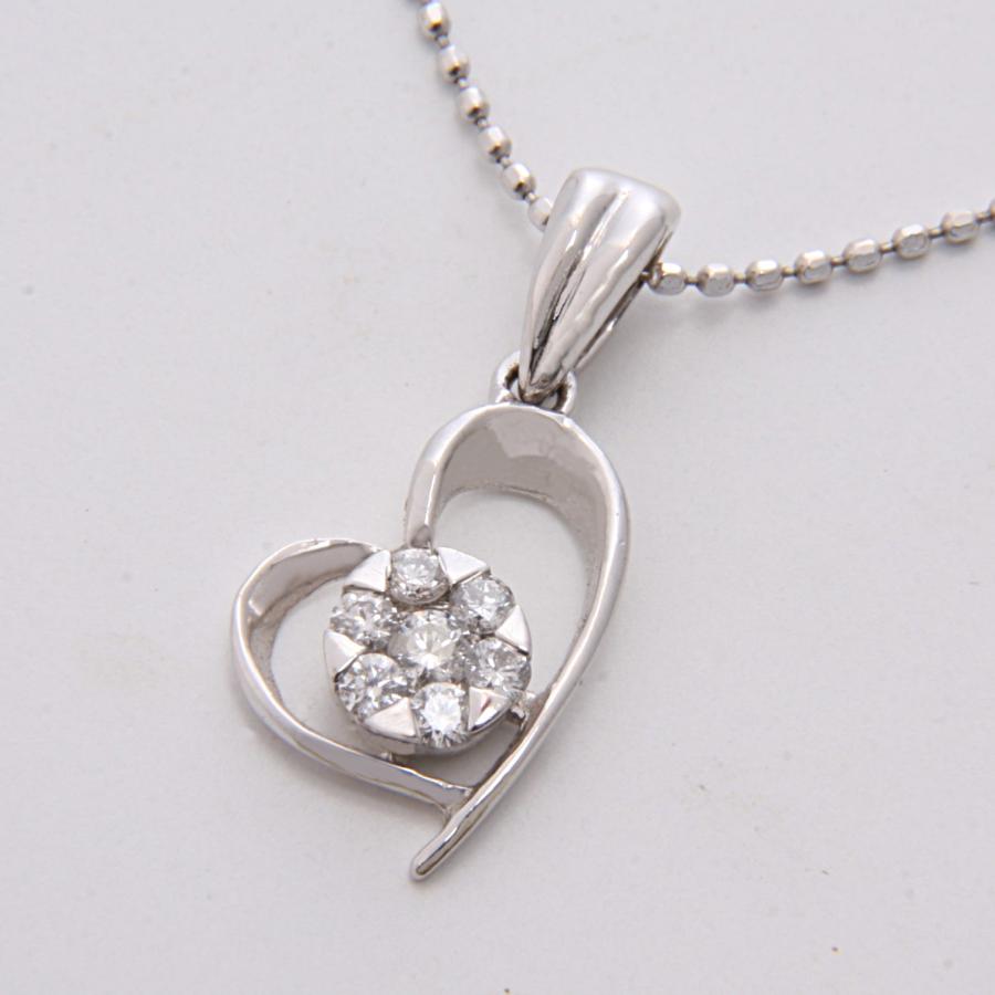 K18WG750イタリア製天然ダイヤモンド0.13Ctオープンハートネックレス  