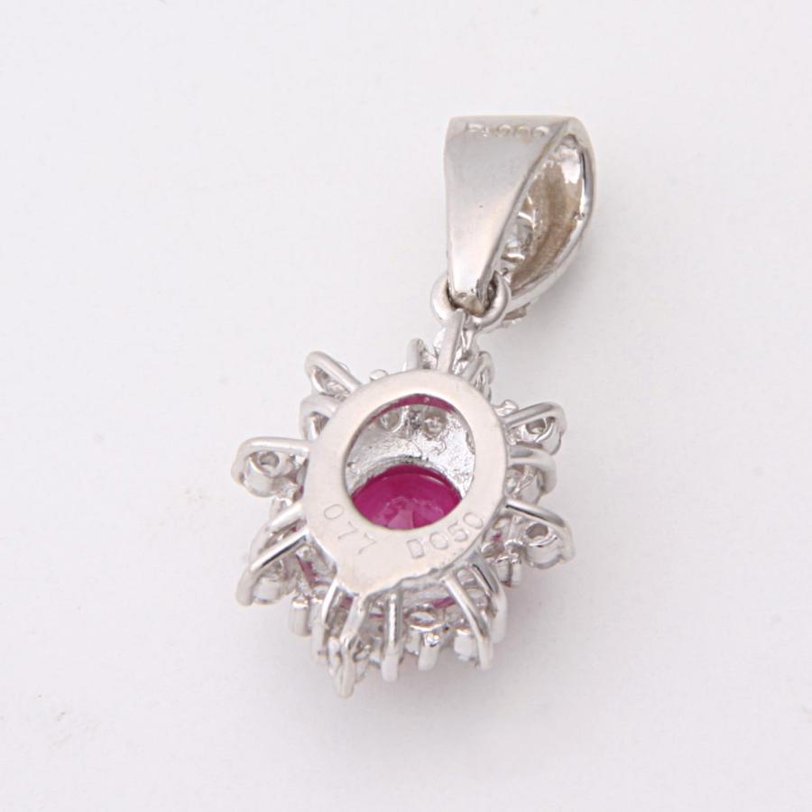 Pt900プラチナ○0.77Ct天然ルビー×0.50Ct天然ダイヤモンドペンダント