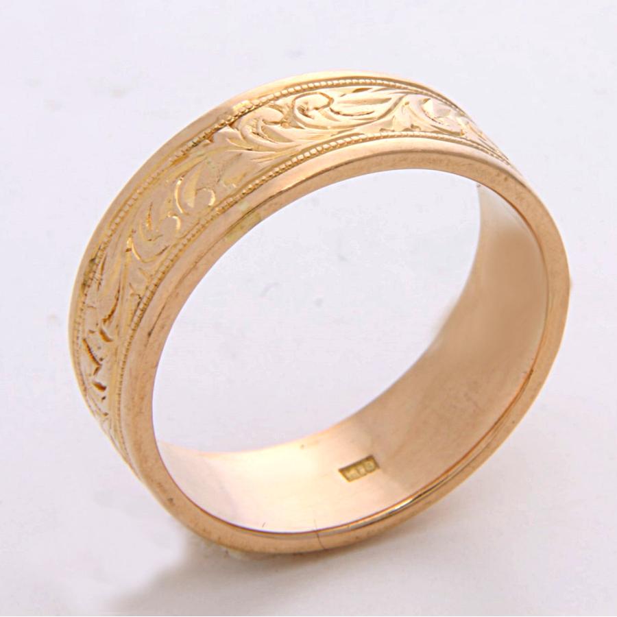 ゴールド リング 彫刻模様 K18