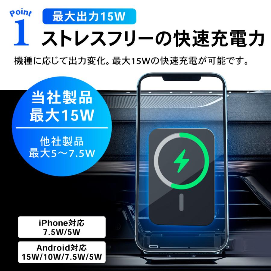 スマホホルダー 車載ホルダー 充電器 ワイヤレス 車 mgsafe マグセーフ
