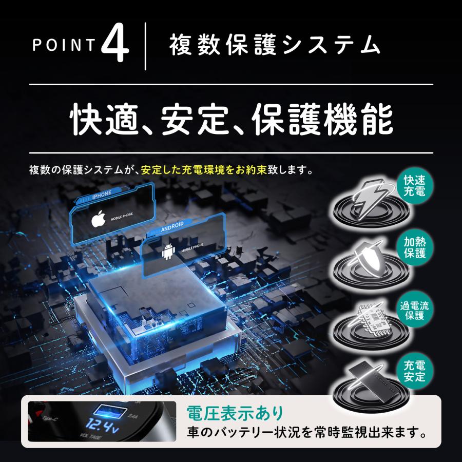 シガーソケット 充電器 4ポート 車 リール式 巻き取り 急速 快速 シガーソケット 充電器 4ポート 車 リール式 巻き取り 急速 快速