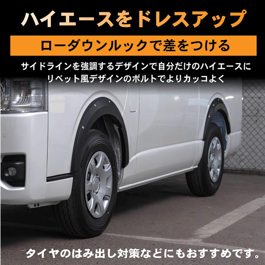 ハイエース フェンダー ABS/AES 【片側約7㎜＋ローダウン約20