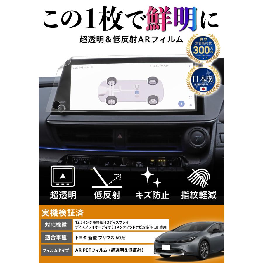 新型 プリウス 60系 ナビ フィルム 12.3 インチ 日本製 超 透明 低反射 