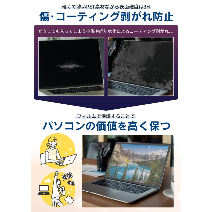 Macbook シリーズ用 液晶 保護フィルム さらさら 強 アンチグレア 超反射防止 Air 13.6インチ M2｜wadoo｜06