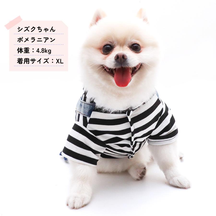 ボーダーデニムスカート 犬服 犬の服 つなぎ ワンピース ペット服 XS