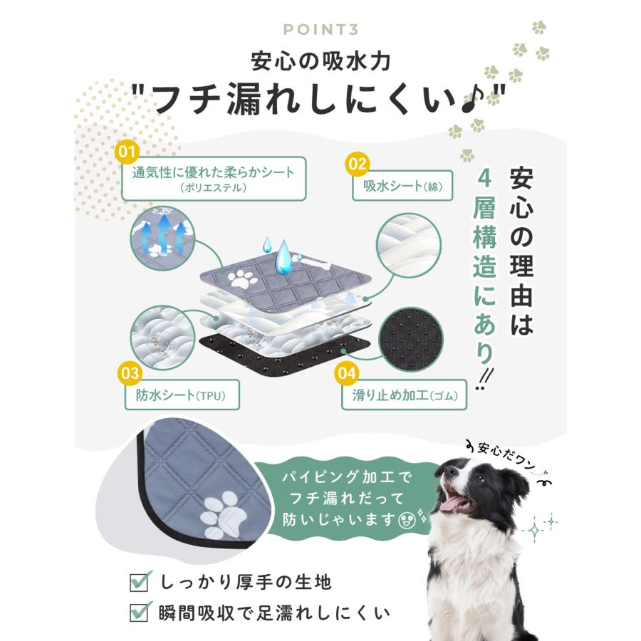【新品】トイレ　ペットシート　吸水　おしっこ　犬　猫　2枚組　洗える　グレー 洗えるトイレマット2枚セット Mサイズ ペットシーツ 洗える おしっこ