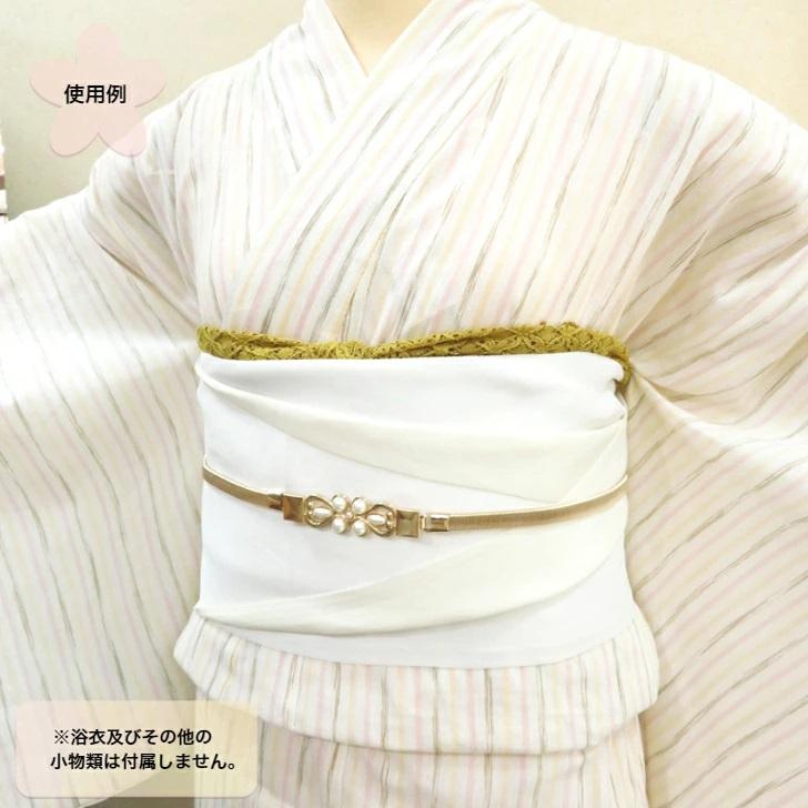浴衣帯 袴下帯 YUKATA OBI ふりく 白×アイボリー リバーシブル 半幅帯 約3.5m ゆかた帯 袴用帯 ポリエステル 日本製｜waen0707｜04
