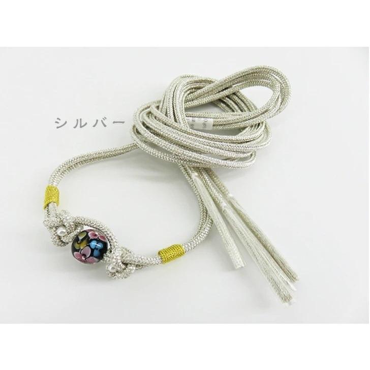 浴衣用 飾り紐 丸二本原トンボ玉 パール飾り紐 トンボ玉 浴衣