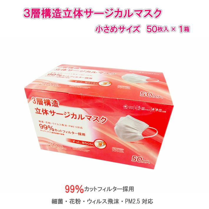 小さめサイズ マスク 3層構造 50枚 1箱 立体サージカルマスク 箱マスク 不織布マスク サージカルマスク 50枚入り 使い捨てマスク 女性用マスク 子供用マスク Mini Mask 50 着物と和装小物専門店 和en 通販 Yahoo ショッピング