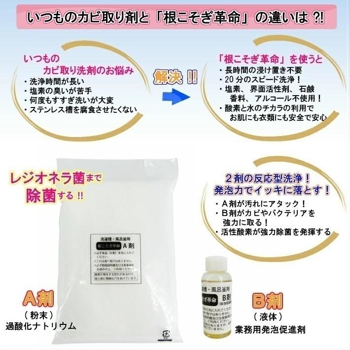 洗濯槽洗剤 根こそぎ革命 10個 外箱なし 洗濯槽洗浄 風呂釜洗浄 業務用洗剤 レジオネラ菌除去 カビ取り 酸素系洗剤｜waen0707｜03