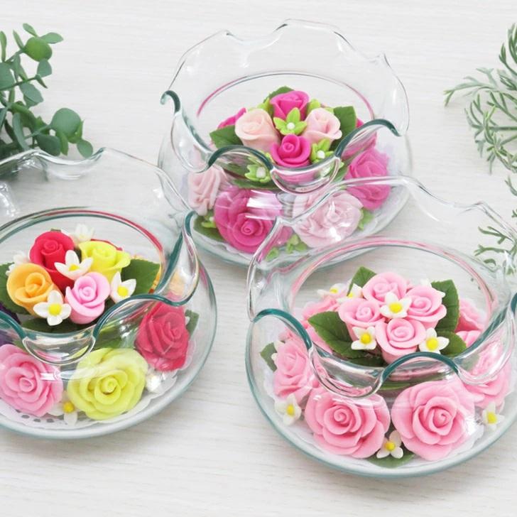 タイソープ Ruct ソープフラワー ガラス鉢入り ローズ 薔薇 バラ タイソープ Ruct ソープフラワー ガラス鉢入り ローズ 薔薇 バラ