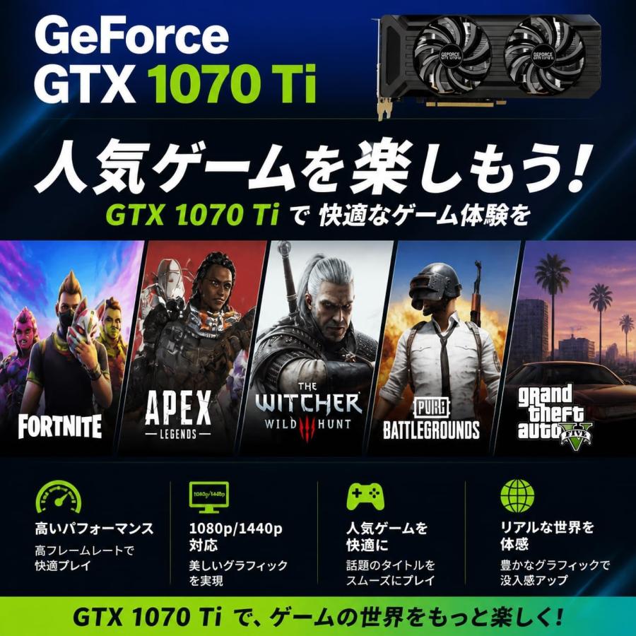 ゲーミングPC デスクトップ 整備済み アウトレット GTX1070Ti Core i5