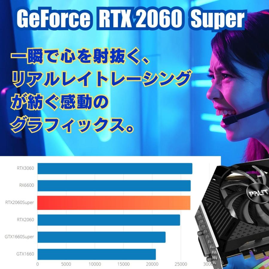 ゲーミングPC デスクトップ 未使用品 アウトレット RTX2060Super Ryzen5 16GB SSD512GB Win11 ブラック フォートナイト 90日保証 G-Storm |  | 02