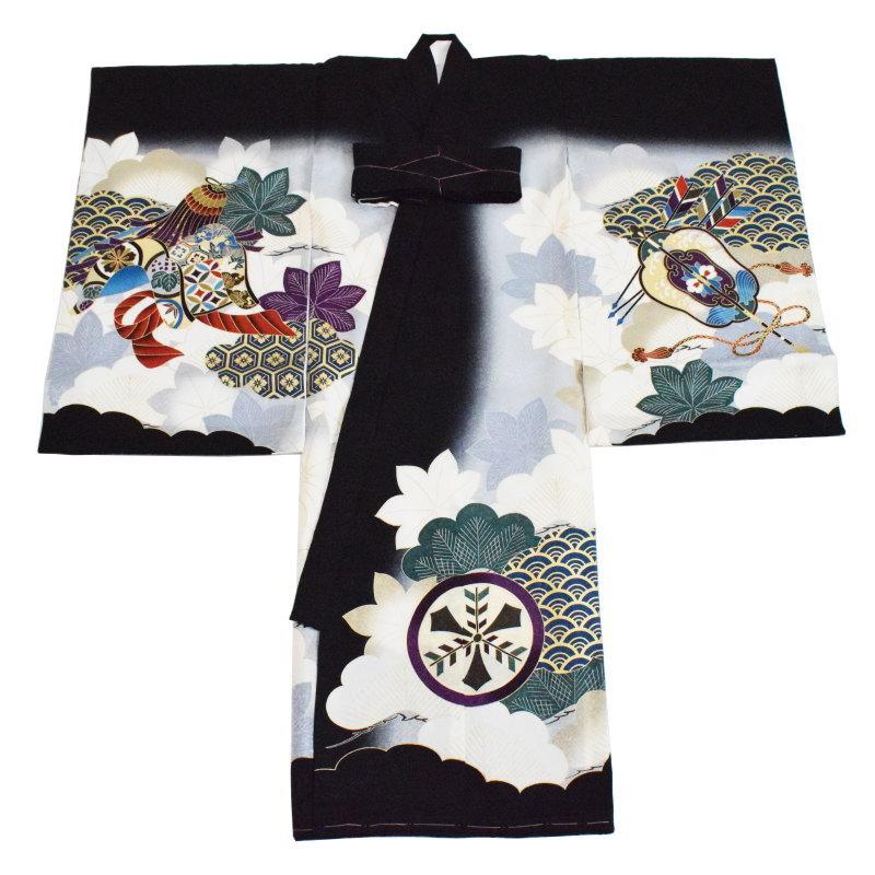 販売品 産着 男の子 男児お宮参り着-No.03（地色：黒色/産着/初