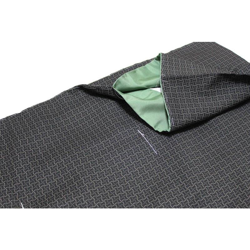 お仕立て上がり袷せキモノ-No.043【Mサイズ/良質江戸小紋柄/地色：黒色