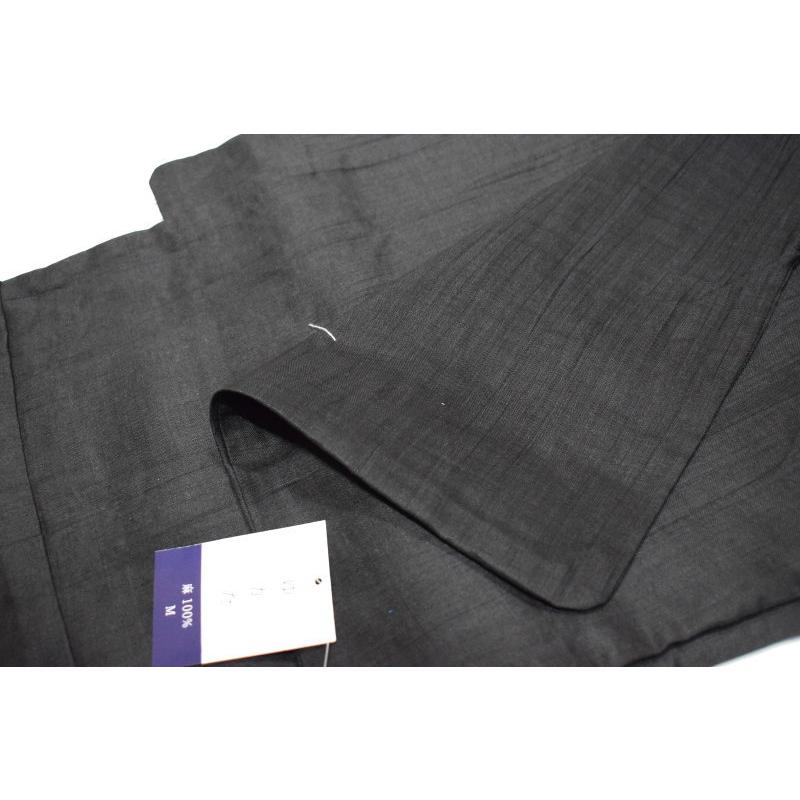本麻 ちぢみ 男性用浴衣-単品（M・L・LLサイズ有り/地色：黒色/麻100